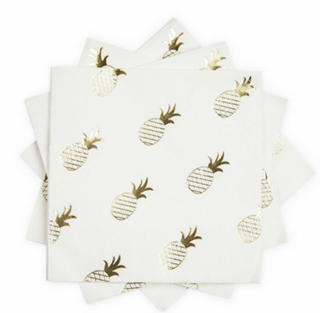 NEW Pack 3-ply (20) Cocktail Napkins - Cakewalk - Pineapple Foil