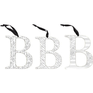 NEW Black & White Initial Ornament - B -34189