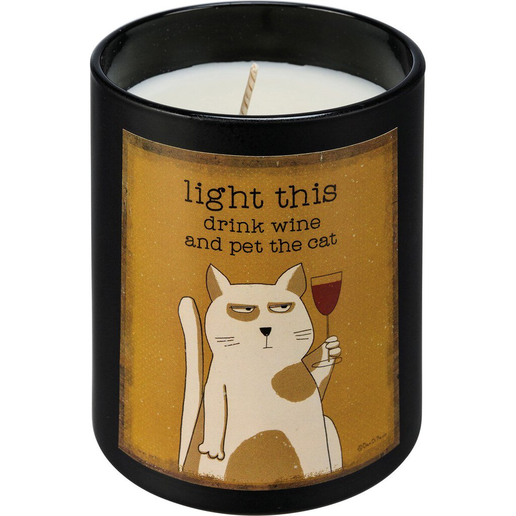 NEW Jar Candle - Light This Drink Wine And Pet The Cat - 110710