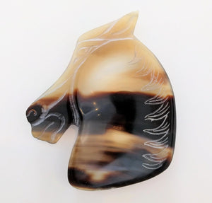 NEW Carved Horn Horse Head Dish