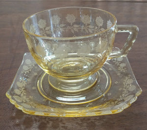 VINTAGE Fostoria Mayfair Topaz: Cup & Saucer