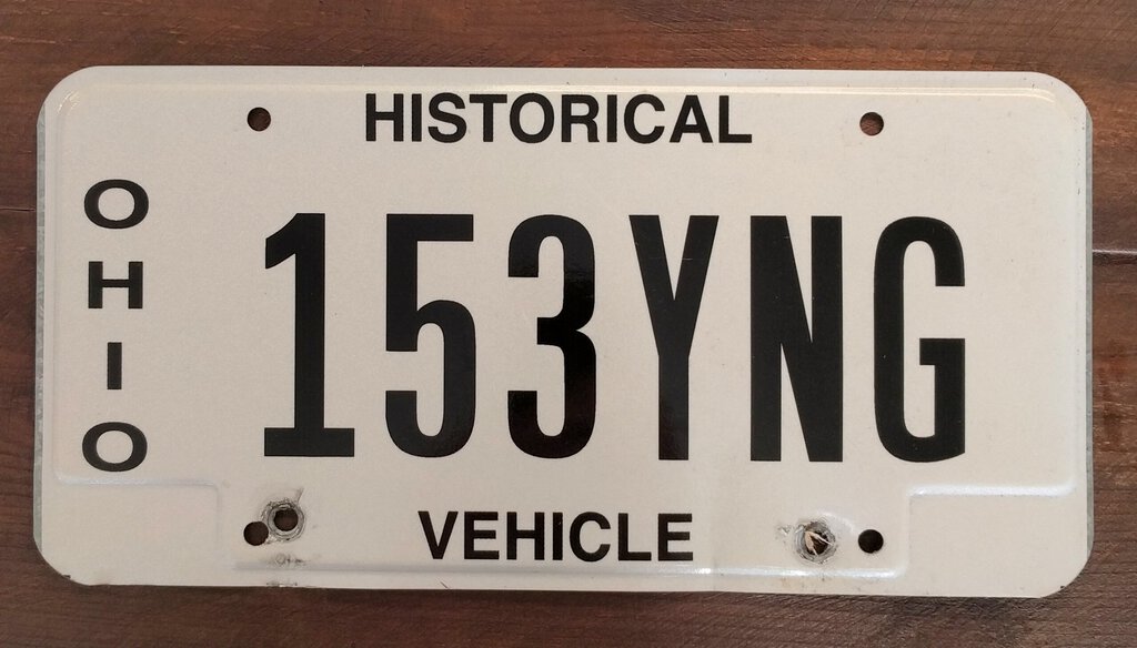 Historical License Plate OHIO (Flush Letters/Numbers)