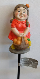 NEW Gnome with Fruit Basket Garden Stake
