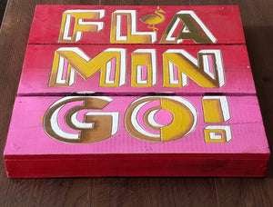 NEW Distressed Pallet Sign - Flamingo 13030