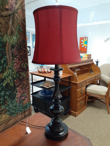 Black Table Lamp with Crimson Shade