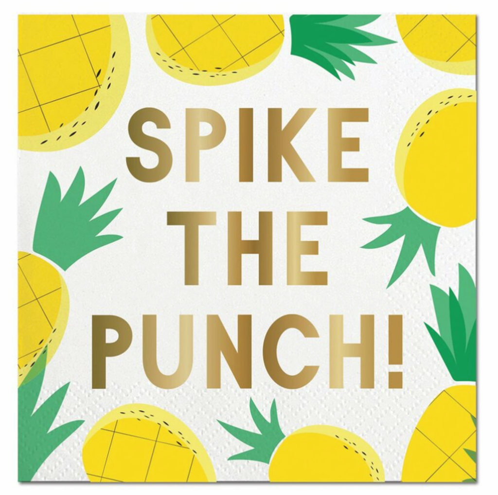 NEW Pack 3-ply (20) Cocktail Napkins - Slant - Spike the Punch! Foil
