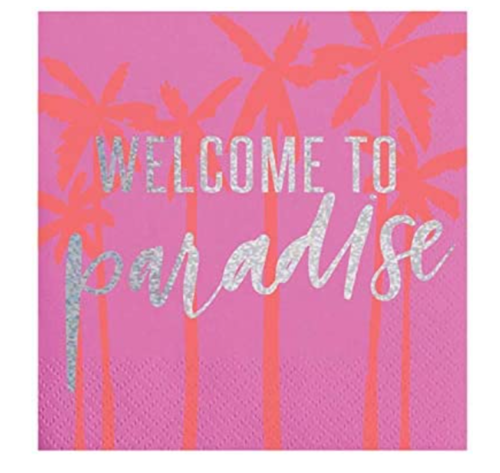 NEW Pack 3-ply (20) Cocktail Napkins - Slant - Welcome to Paradise Foil