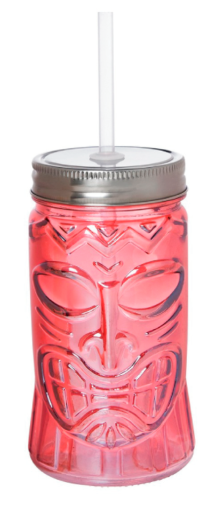 NEW Tiki Mason Jar Sipper - Pink 10-06365-001