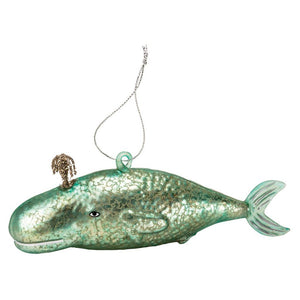 NEW Glass Ornament - Teal Whale - 35375