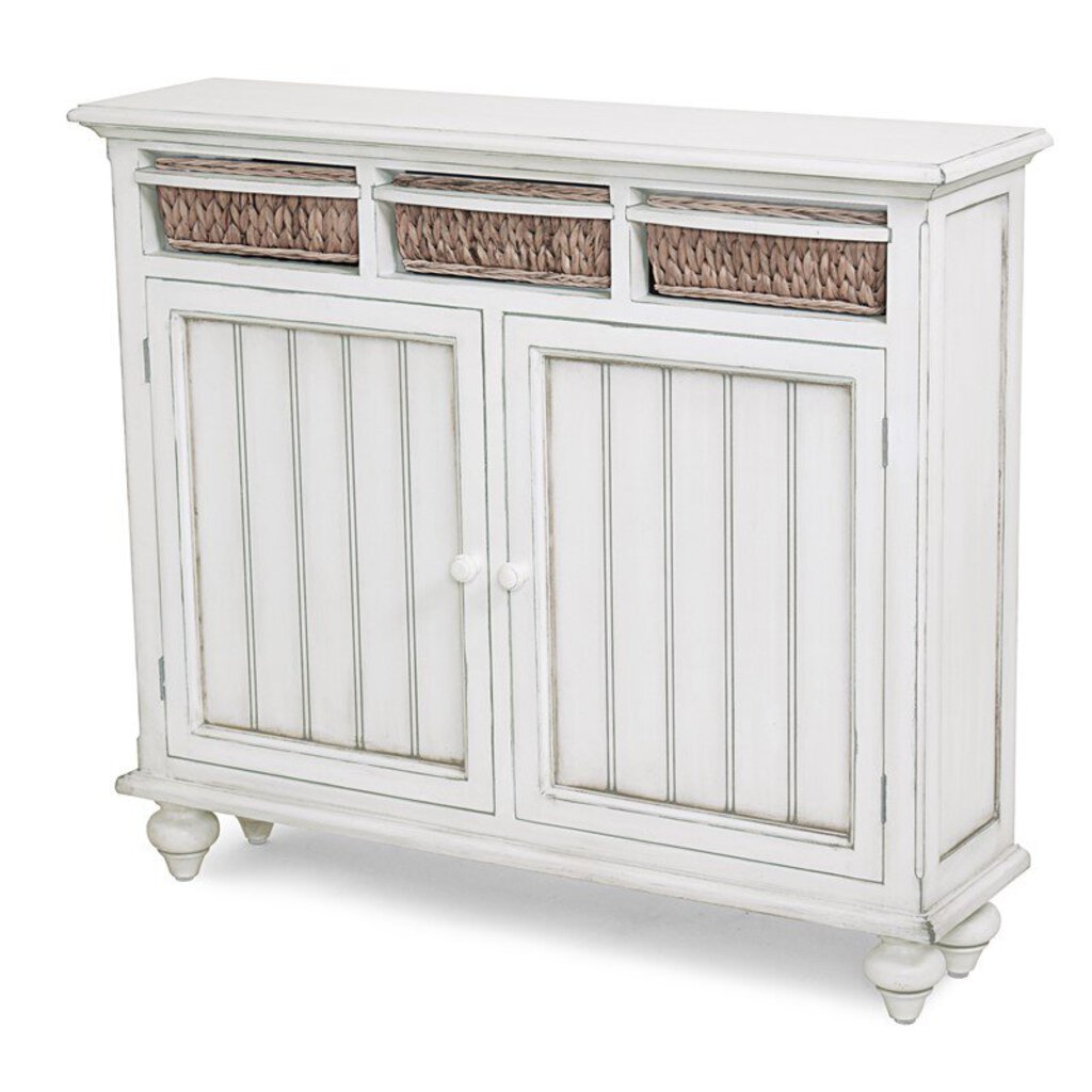 NEW Monaco Entry Cabinet with Baskets - Blanc Finish