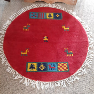 40" Round Red Wool rug
