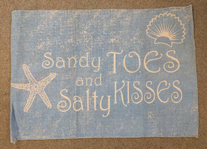 NEW 2' x 3' Light Blue Rug with White - Sandy Toes and Salty Kisses