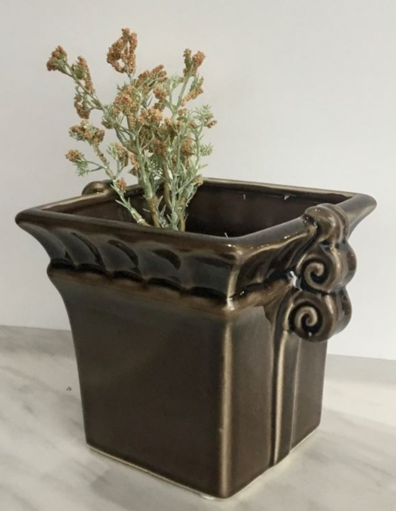 NEW Brown Square Ceramic Planter - 609046