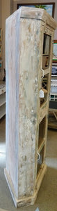 NEW Distressed White Reclaimed Corner Storage Cabinet with Glass Doors - MDA-116a