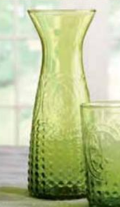 NEW Green Glass Fleur de Lis Carafe 671003