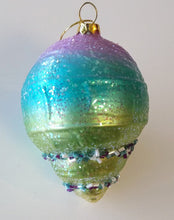 Load image into Gallery viewer, NEW Glass Shell Ornament - Green/Blue/Purple 4&quot;
