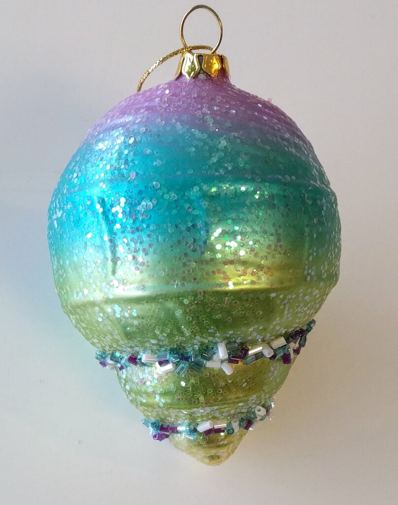 NEW Glass Shell Ornament - Green/Blue/Purple 4