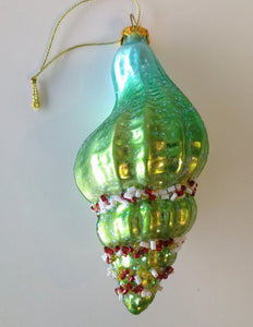 NEW Glass Shell Ornament - Green/Blue 5"