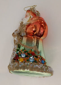 NEW 6" Glass Ornament - Santa Holding Tree