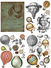 Load image into Gallery viewer, NEW Belles &amp; Whistles Transfer - Hot Air Balloons &amp; Clocks
