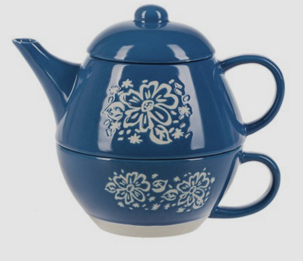 NEW Folk Art Floral Tea for One Set