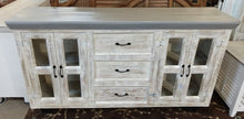 Load image into Gallery viewer, NEW Whitewashed Mango Sideboard with 3 Drawers, 4 Doors and Wheels - f-n5
