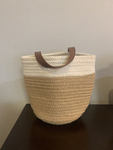 Fabric Wall Basket- White & Jute
