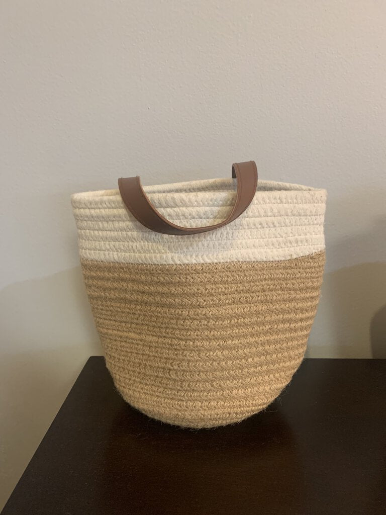 Fabric Wall Basket- White & Jute