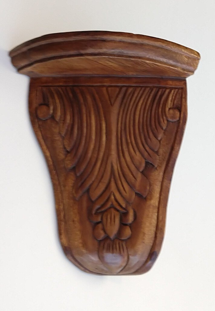 NEW Hand Carved Wood Corner Wall Shelf - Thailand