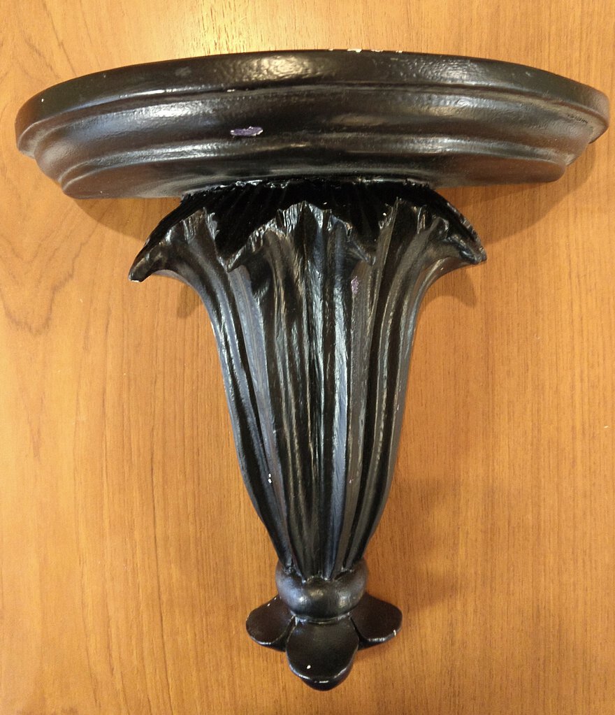 NEW Hand Carved Lotus Black Wood Wall Shelf - Thailand