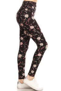 NEW One Size Leggings - Navy with Pink Flowers LY5R-R624