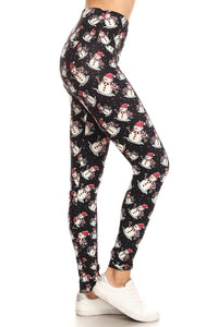 NEW One Size Leggings - Black with Snowmen LY5R-S819W