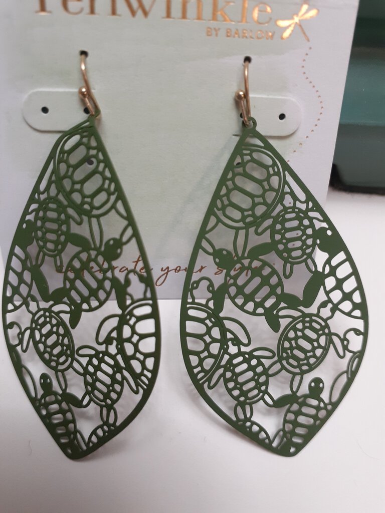 NEW Earrings - Green Turtle Cutouts 8107790