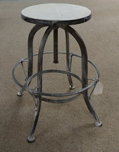 NEW Metal & Wood Adjustable Stool - Counter or Bar Height - Washed White - PGI-9908-6