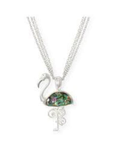 NEW Necklace - Triple Chain Abalone Flamingo