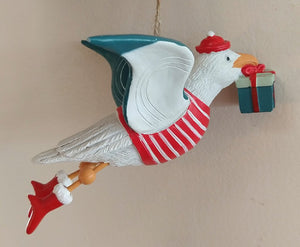 NEW Seagull with Gift Ornament - Flying