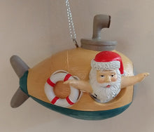 Load image into Gallery viewer, NEW Santa in Submarine Ornament
