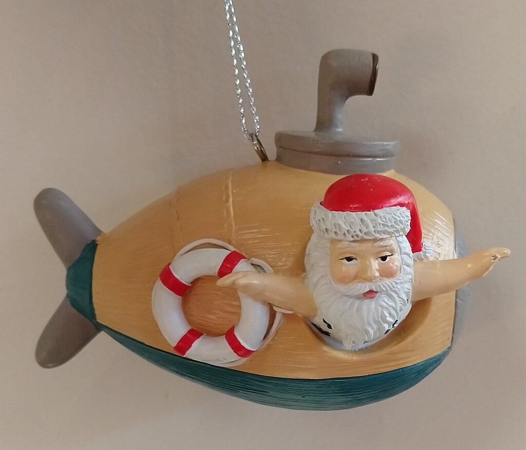NEW Santa in Submarine Ornament