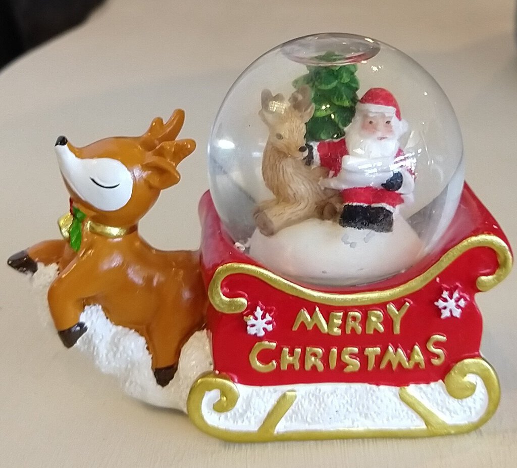 NEW Reindeer Snow Globe - Santa & Reindeer