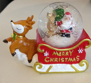 NEW Reindeer Snow Globe - Santa & Reindeer