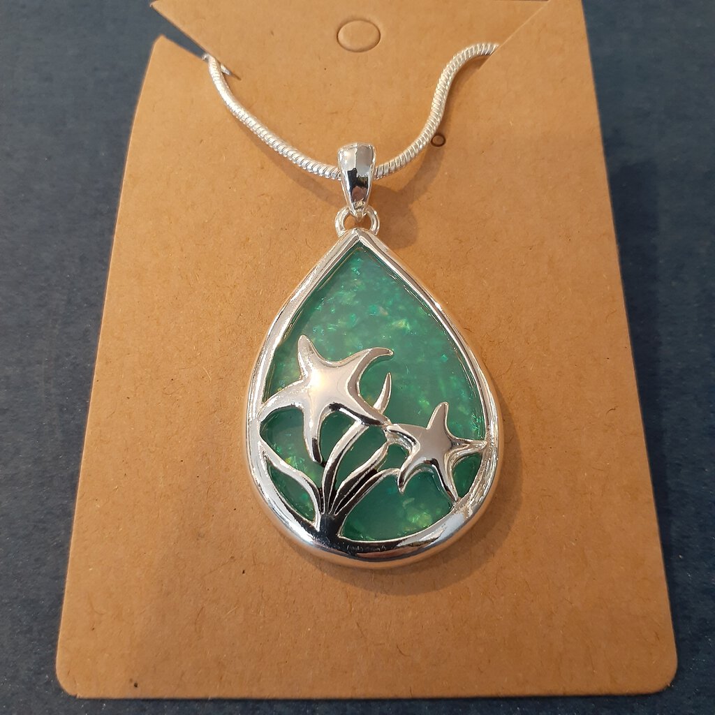 NEW Necklace - Starfish Aqua Resin