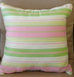 NEW 16x16 Pillow with Piping - Pink/Green Stripe