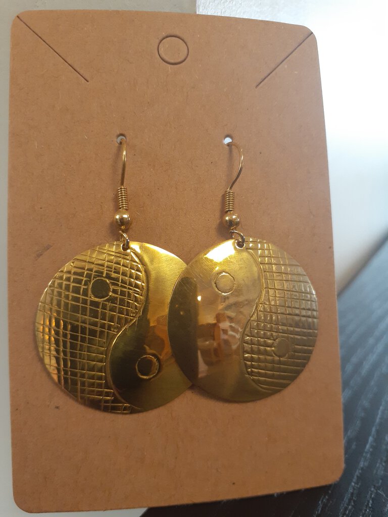 NEW Earrings - Stamped Metal Yinyang Gold