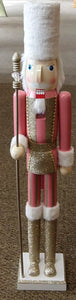 NEW 35" Wood Soldier Nutcracker - Pink/White