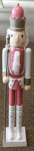 NEW 35" Wood King Nutcracker - Pink/White