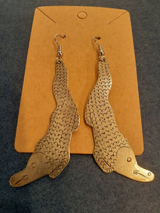 NEW Earrings - Stamped Metal Alligator Silver