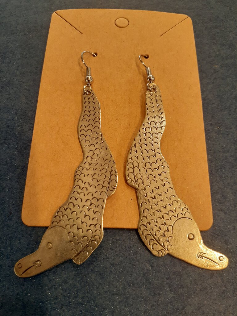 NEW Earrings - Stamped Metal Alligator Silver