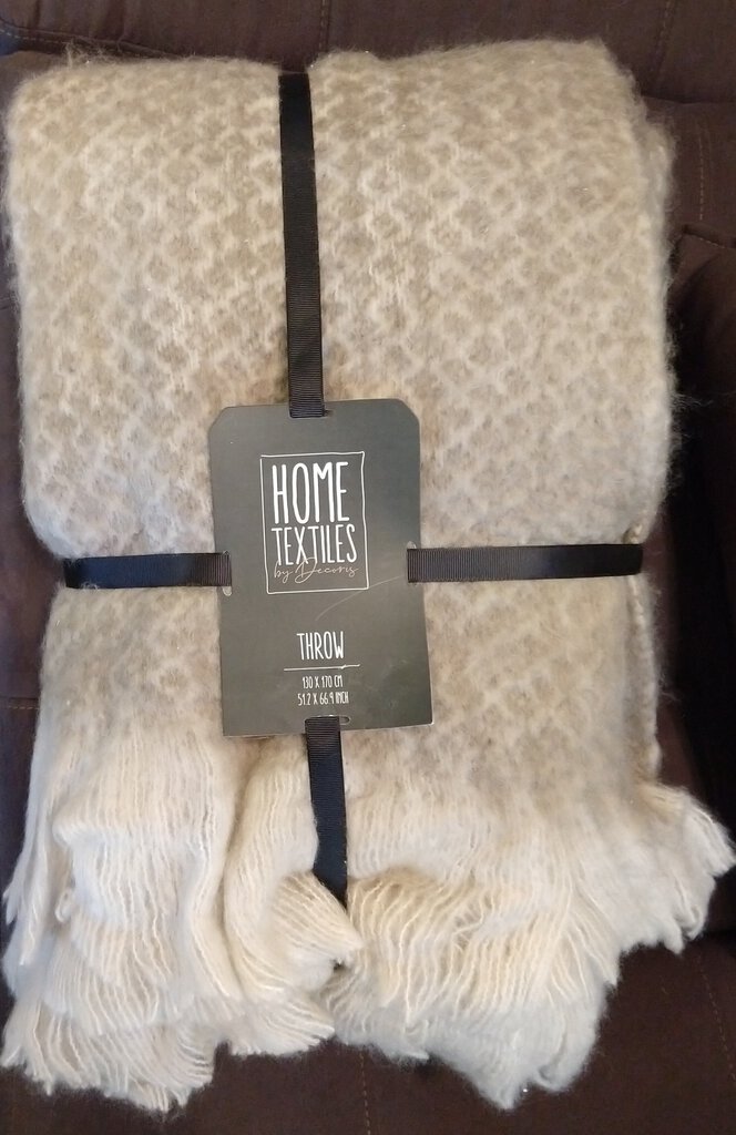 NEW Gray Fringed Throw