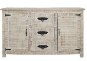 NEW Whitewash Wood Sideboard with Black Hardware - f-2340