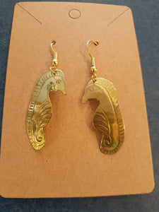 NEW Earrings - Stamped Metal Seahorse Gold